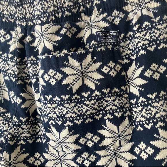 Abercrombie & Fitch Soft Sleep Pants Size L Unisex Navy Fair Isle Cozy Lounge - Picture 8 of 9